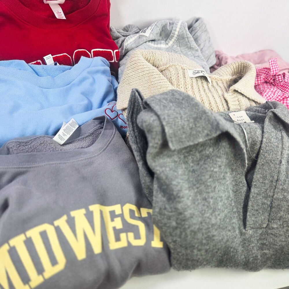 Lot of 10 - Women’s Size Large Mixed Tops Sweatshirts Sweaters Shirts Bundle